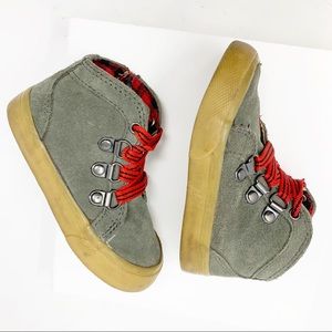 Baby Hightop Grey Sneakers with Red Laces Size 7